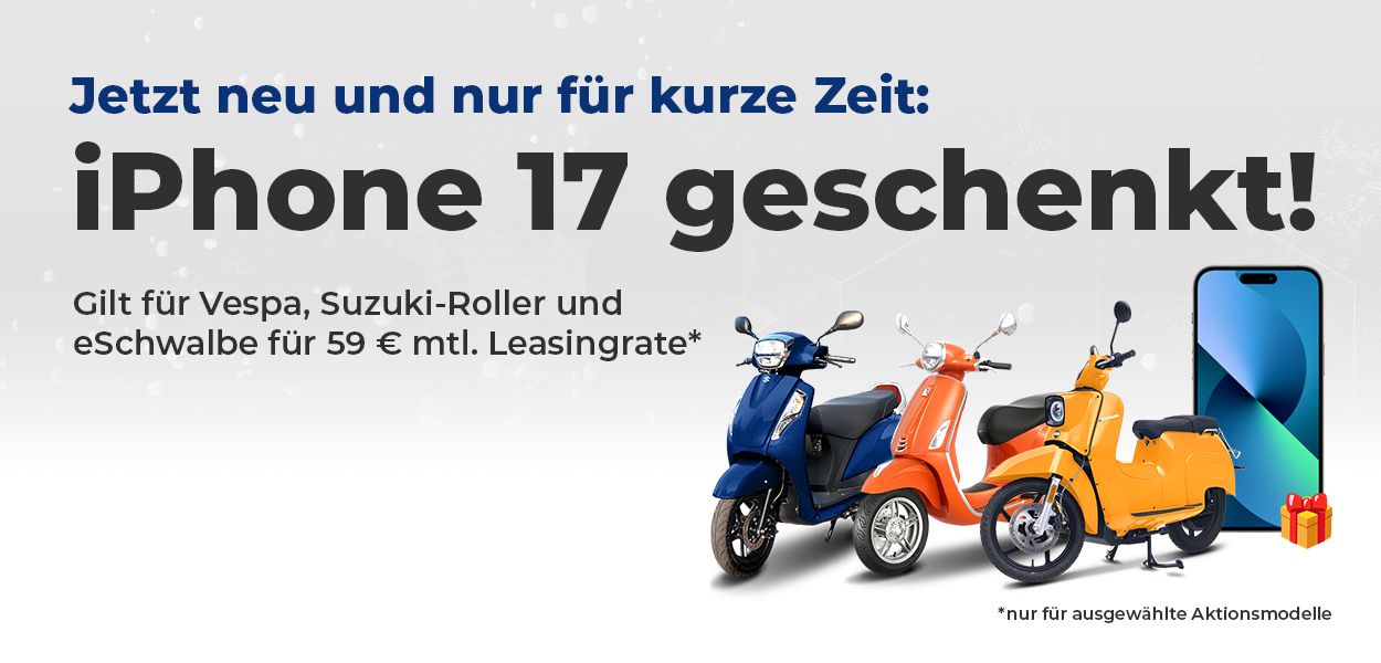 Schon für 59 € im Monat Vespa, Suzuki-Roller oder eSchwalbe fahren!