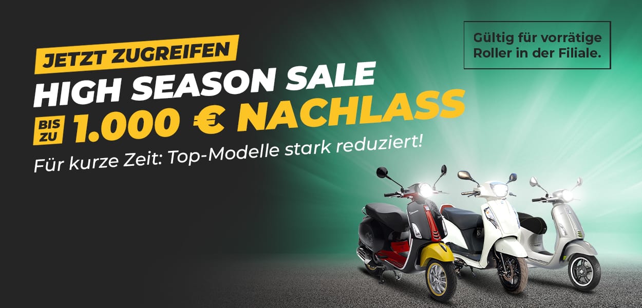 Bis zu 1.000 € Nachlass auf Vespa & Suzuki-Roller sichern!