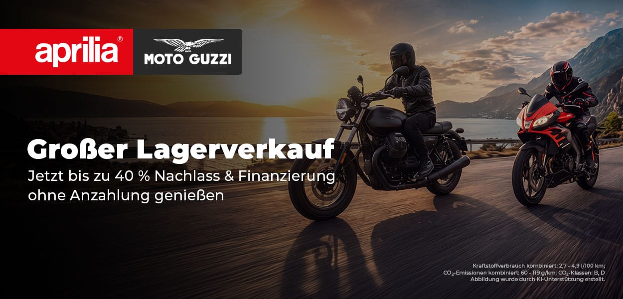 Jetzt bis zu 40 % Nachlass auf Moto Guzzi & Aprilia sichern!